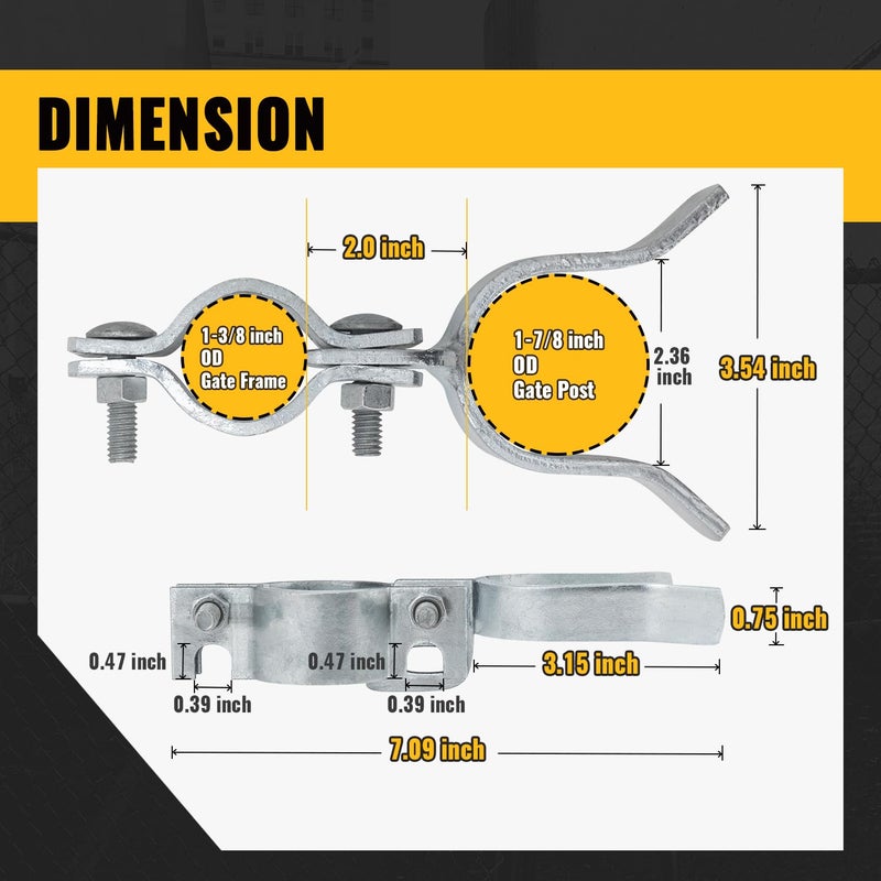 VIVIDA 1-3/8"" x 1-7/8"" Chain Link Gate Latch, Fence Fork Latch for Metal Gates with Padlock Hole, Galvanized Steel, Chain Link Fence Parts, 1 PCS - Image 4